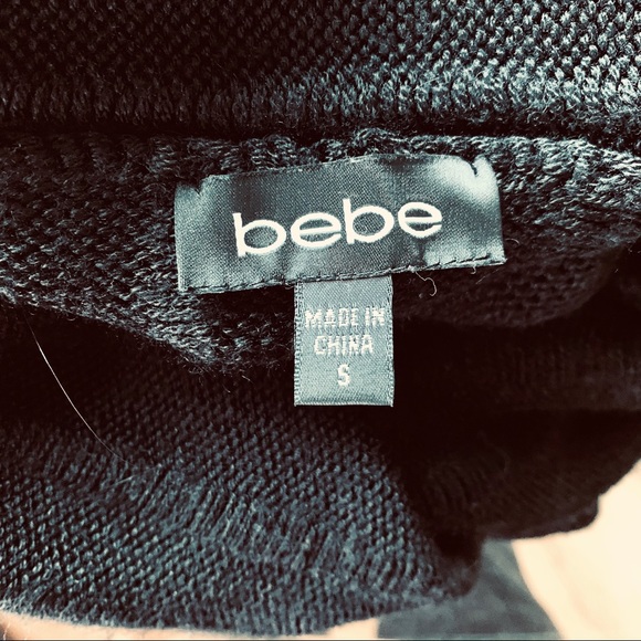 SOLD - BEBE Cowl Neck Bubble Sleeves Black DRESS - Picture 6 of 9